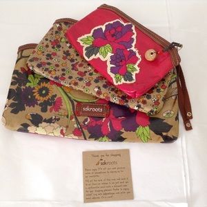 Sakroots Set of 3 Floral Zippered Bags.